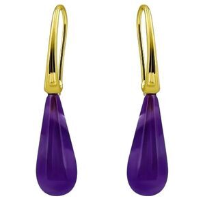 Macy's 14K Gold Plated Genuine Amethyst Stone Teardrop Earrings